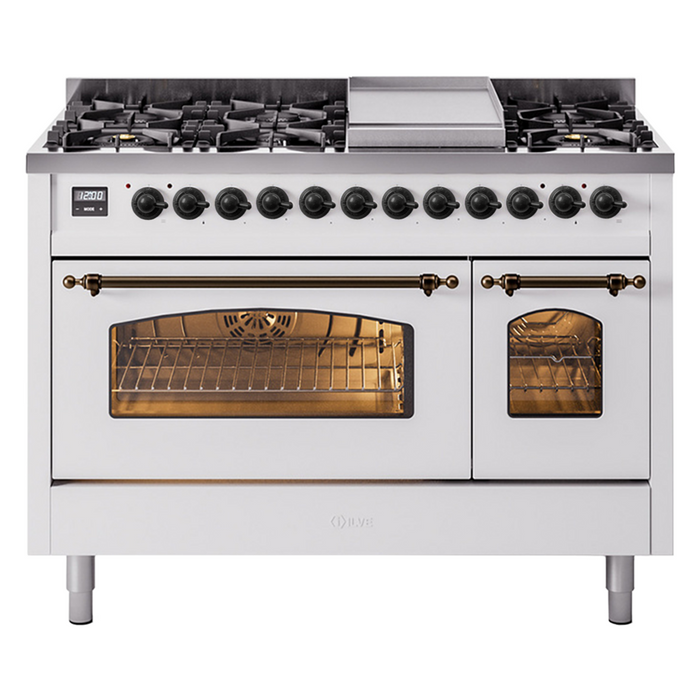 ILVE 48" Nostalgie II Series Freestanding Double Oven Dual Fuel Range