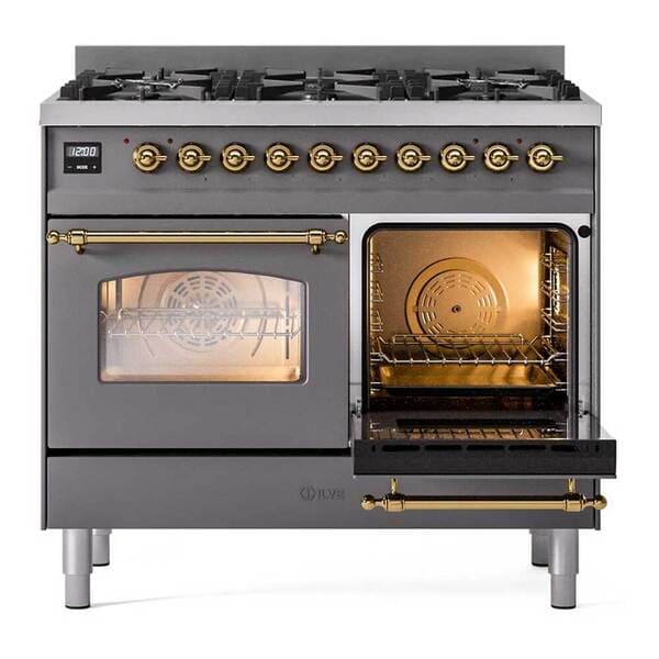 ILVE Nostalgie II 40 in Dual Fuel Range with 6 Total Black Brass Burners (Limited Edition UPD406NMP)