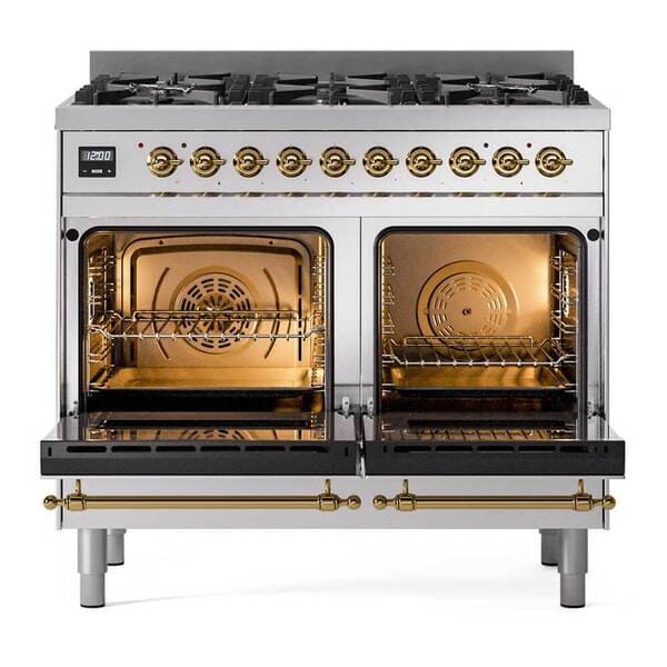 ILVE Nostalgie II 40 in Dual Fuel Range with 6 Total Black Brass Burners (Limited Edition UPD406NMP)