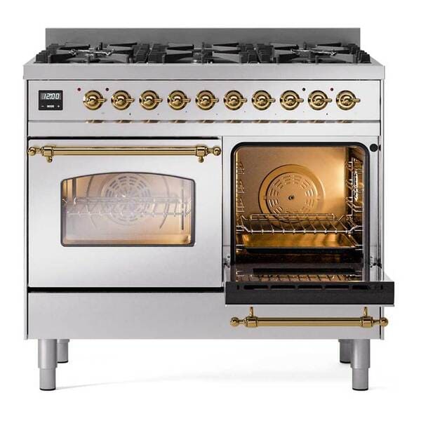 ILVE Nostalgie II 40 in Dual Fuel Range with 6 Total Black Brass Burners (Limited Edition UPD406NMP)