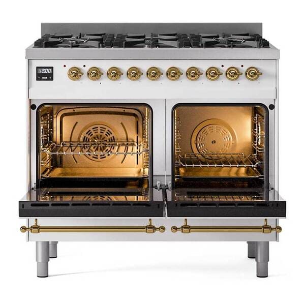 ILVE Nostalgie II 40 in Dual Fuel Range with 6 Total Black Brass Burners (Limited Edition UPD406NMP)