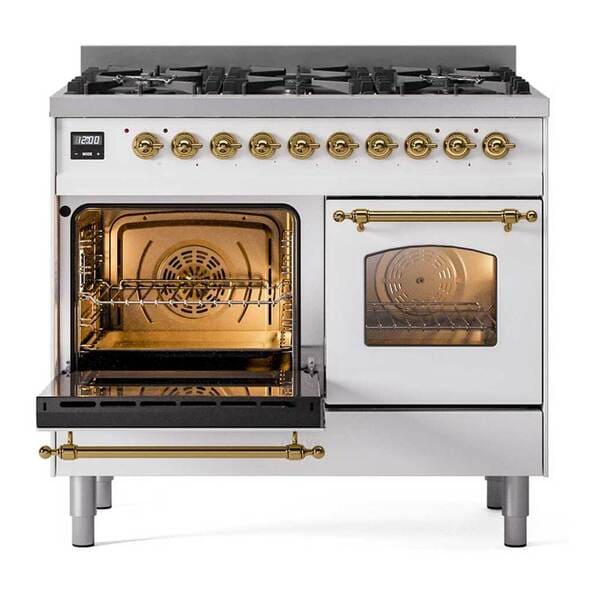 ILVE Nostalgie II 40 in Dual Fuel Range with 6 Total Black Brass Burners (Limited Edition UPD406NMP)