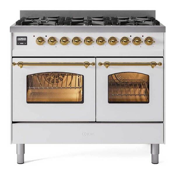 ILVE Nostalgie II 40 in Dual Fuel Range with 6 Total Black Brass Burners (Limited Edition UPD406NMP)