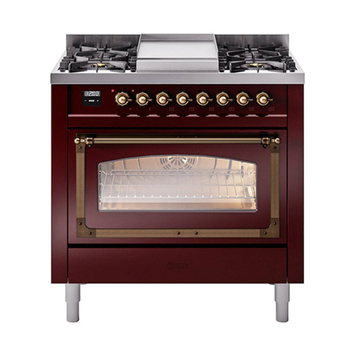 ILVE Nostalgie II Noblesse 36″ Dual Fuel Range Triple Glass Door - UN36FNMP