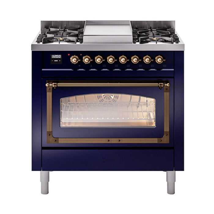 ILVE Nostalgie II Noblesse 36″ Dual Fuel Range Triple Glass Door - UN36FNMP