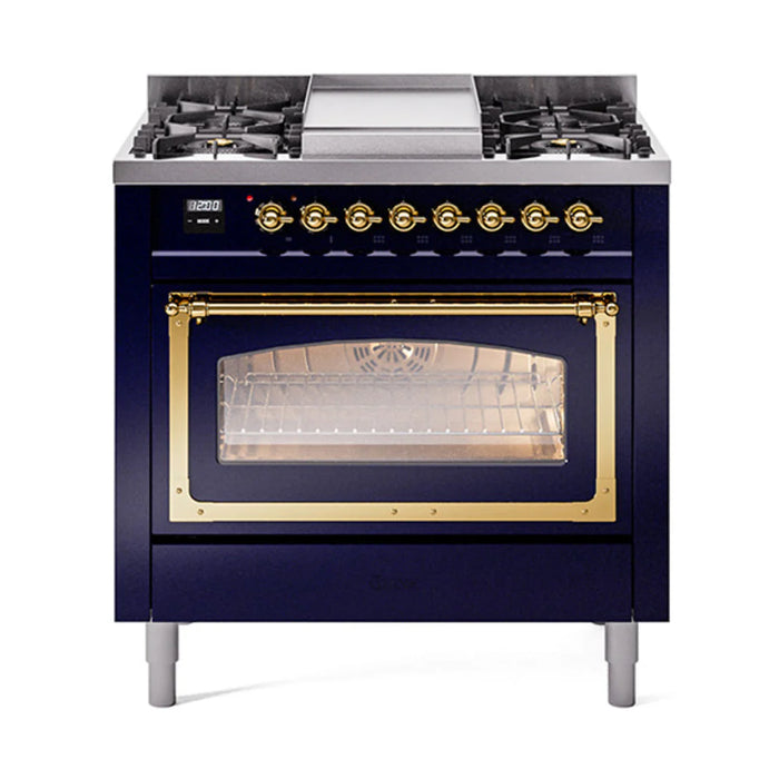 ILVE Nostalgie II Noblesse 36″ Dual Fuel Range Triple Glass Door - UN36FNMP