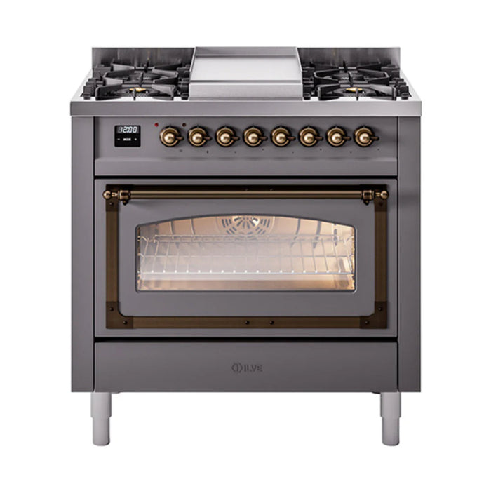 ILVE Nostalgie II Noblesse 36″ Dual Fuel Range Triple Glass Door - UN36FNMP