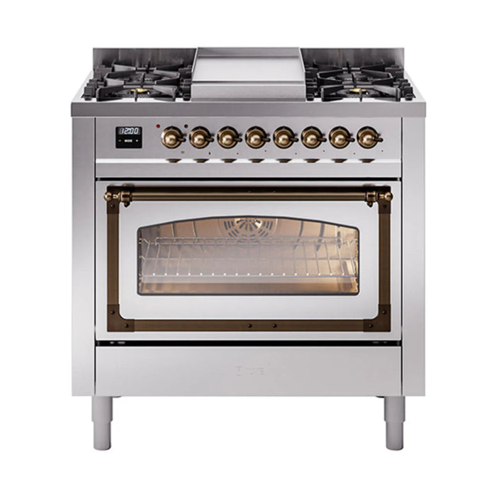 ILVE Nostalgie II Noblesse 36″ Dual Fuel Range Triple Glass Door - UN36FNMP