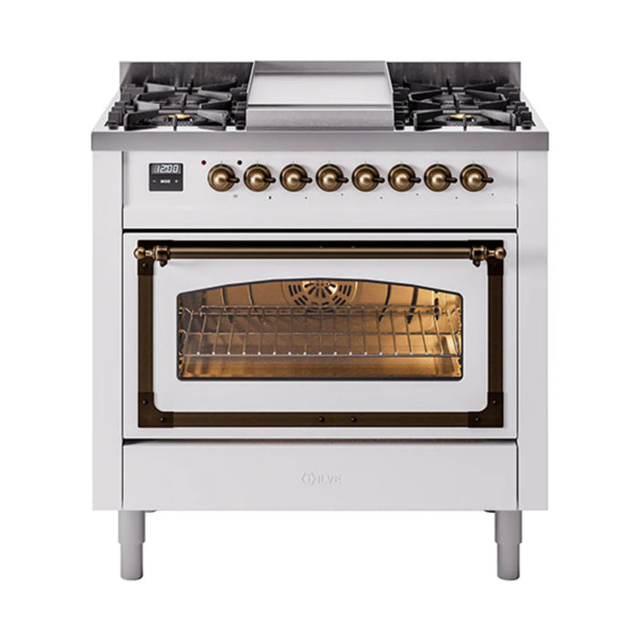 ILVE Nostalgie II Noblesse 36″ Dual Fuel Range Triple Glass Door - UN36FNMP
