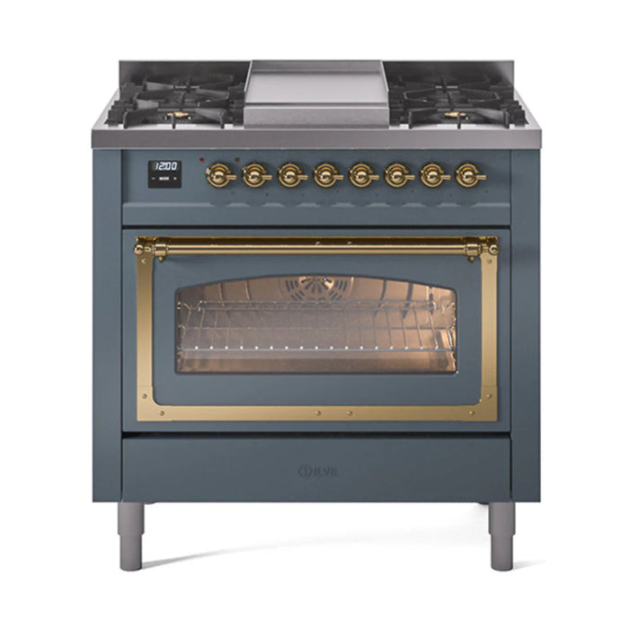 ILVE Nostalgie II Noblesse 36″ Dual Fuel Range Triple Glass Door - UN36FNMP
