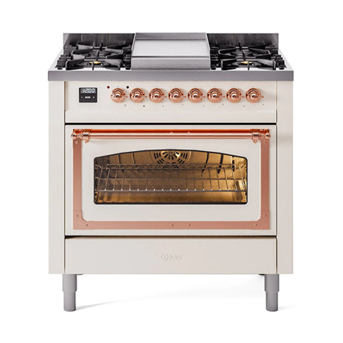 ILVE Nostalgie II Noblesse 36″ Dual Fuel Range Triple Glass Door - UN36FNMP