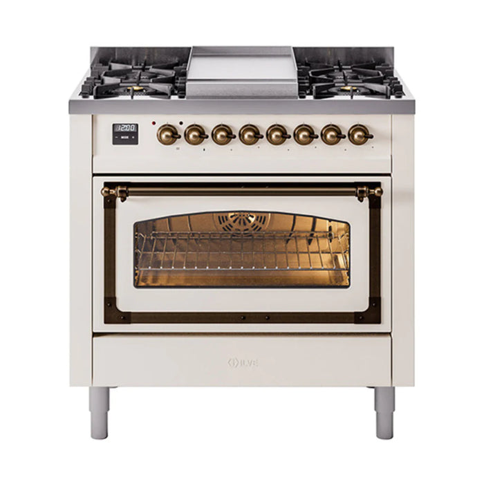 ILVE Nostalgie II Noblesse 36″ Dual Fuel Range Triple Glass Door - UN36FNMP