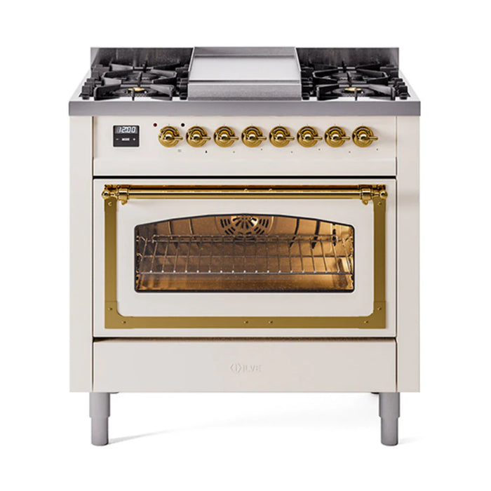 ILVE Nostalgie II Noblesse 36″ Dual Fuel Range Triple Glass Door - UN36FNMP