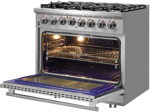 Forno Massimo 36-Inch Freestanding Dual Fuel Range, 6 Burners, Convection Oven