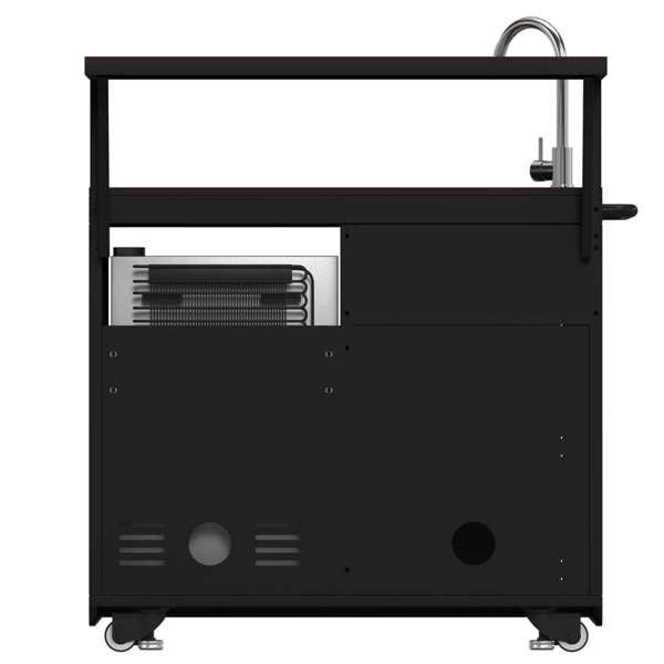All'Aperto 87,600 BTU BBQ, Sink & Bar Module, Gas Pizza Oven, Black Sintered Stone Countertops