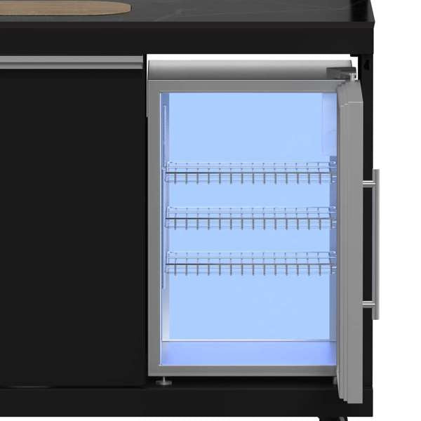 All'Aperto Black Countertops, 99,600 BTU BBQ, Sink, Bar Module, Plancha & Pizza Oven