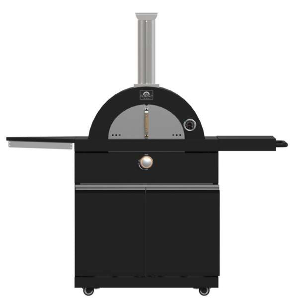 All'Aperto Black Countertops, 99,600 BTU BBQ, Sink, Bar Module, Plancha & Pizza Oven