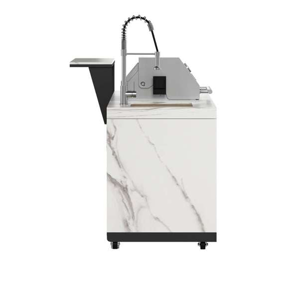 Rimini Outdoor Kitchen: 30" BBQ 62,600 BTU, 4.8 cu.ft. Refrigerators, White Countertops