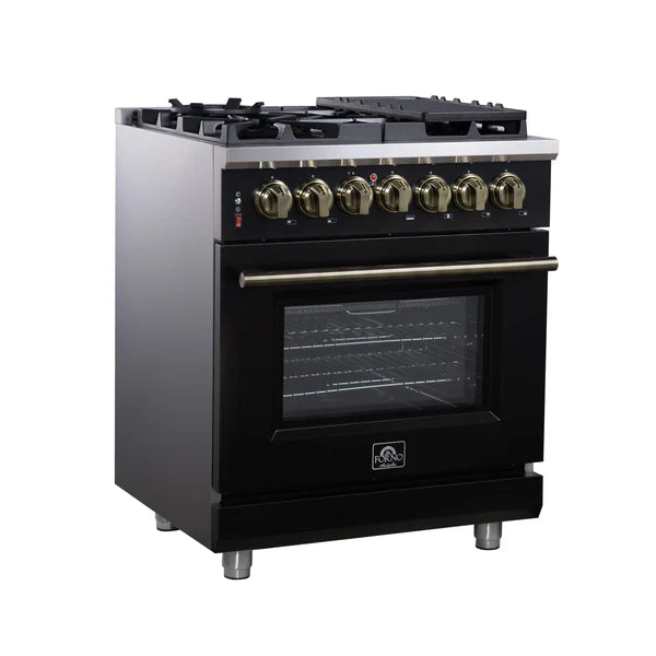 Forno Massimo 30-Inch Freestanding Dual Fuel Range, 4 Burners, Convection Oven
