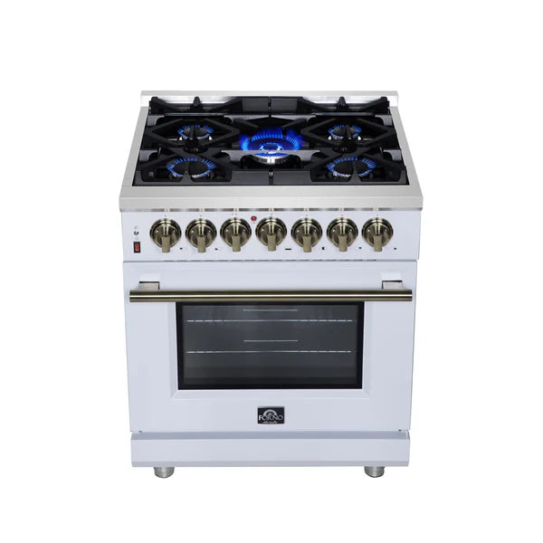 Forno Massimo 30-Inch Freestanding Dual Fuel Range, 4 Burners, Convection Oven