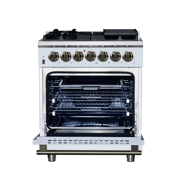 Forno Massimo 30-Inch Freestanding Dual Fuel Range, 4 Burners, Convection Oven