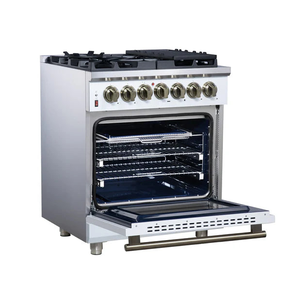 Forno Massimo 30-Inch Freestanding Dual Fuel Range, 4 Burners, Convection Oven