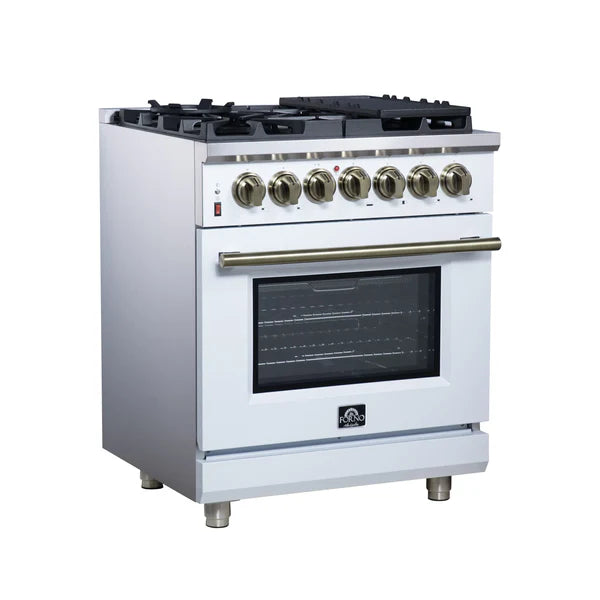 Forno Massimo 30-Inch Freestanding Dual Fuel Range, 4 Burners, Convection Oven