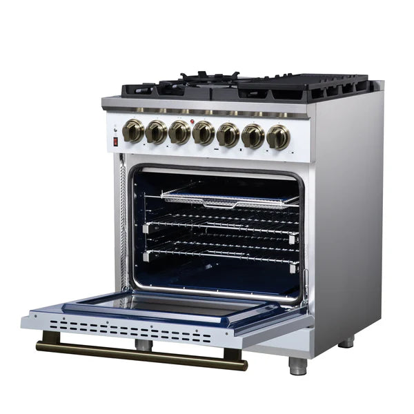 Forno Massimo 30-Inch Freestanding Dual Fuel Range, 4 Burners, Convection Oven