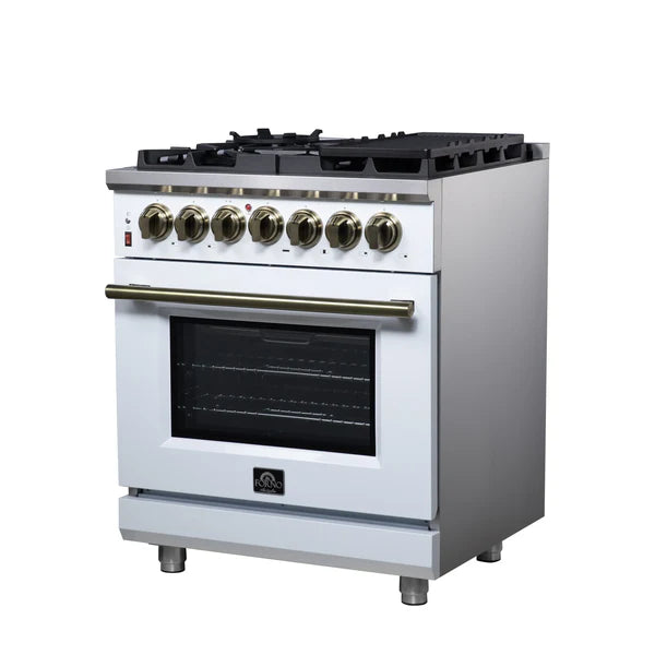 Forno Massimo 30-Inch Freestanding Dual Fuel Range, 4 Burners, Convection Oven