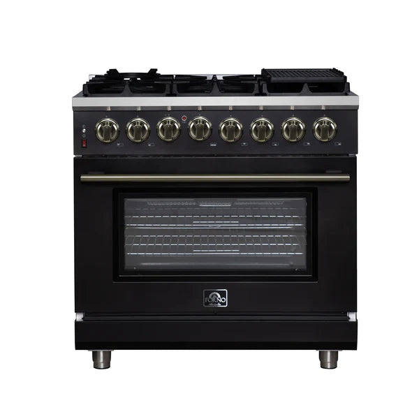 Forno Massimo 36-Inch Freestanding Dual Fuel Range, 6 Burners, Convection Oven