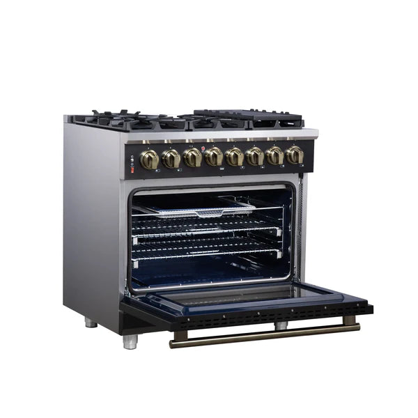 Forno Massimo 36-Inch Freestanding Dual Fuel Range, 6 Burners, Convection Oven