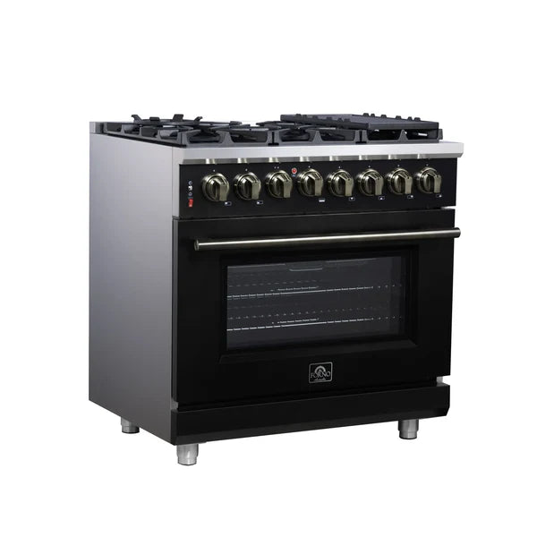 Forno Massimo 36-Inch Freestanding Dual Fuel Range, 6 Burners, Convection Oven