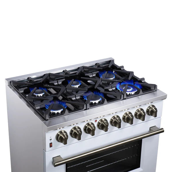 Forno Massimo 36-Inch Freestanding Dual Fuel Range, 6 Burners, Convection Oven