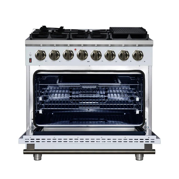 Forno Massimo 36-Inch Freestanding Dual Fuel Range, 6 Burners, Convection Oven