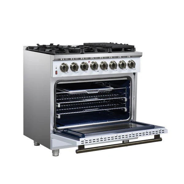 Forno Massimo 36-Inch Freestanding Dual Fuel Range, 6 Burners, Convection Oven