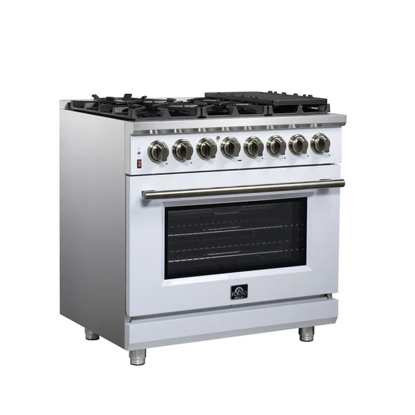 Forno Massimo 36-Inch Freestanding Dual Fuel Range, 6 Burners, Convection Oven