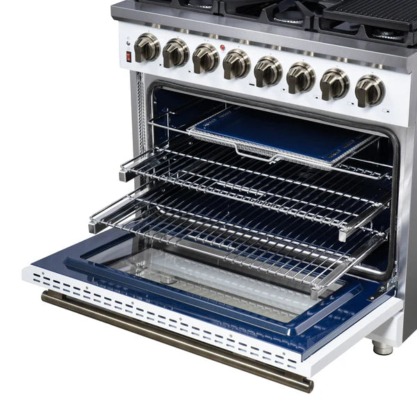 Forno Massimo 36-Inch Freestanding Dual Fuel Range, 6 Burners, Convection Oven