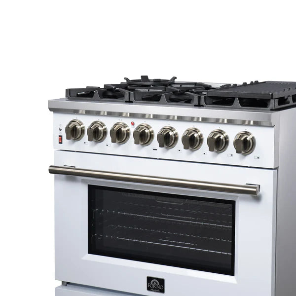 Forno Massimo 36-Inch Freestanding Dual Fuel Range, 6 Burners, Convection Oven