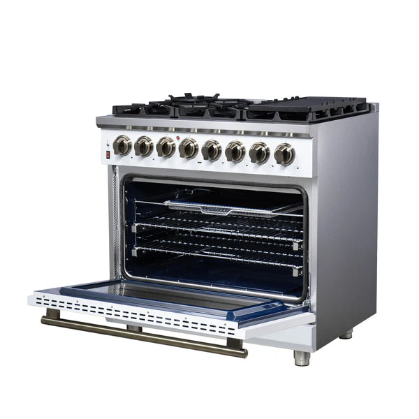 Forno Massimo 36-Inch Freestanding Dual Fuel Range, 6 Burners, Convection Oven