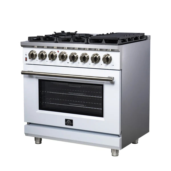 Forno Massimo 36-Inch Freestanding Dual Fuel Range, 6 Burners, Convection Oven