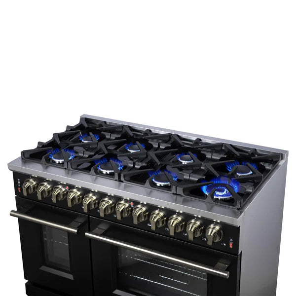 Forno Massimo 48-Inch Freestanding Dual Fuel Range, 8 Burners, Double Convection Ovens