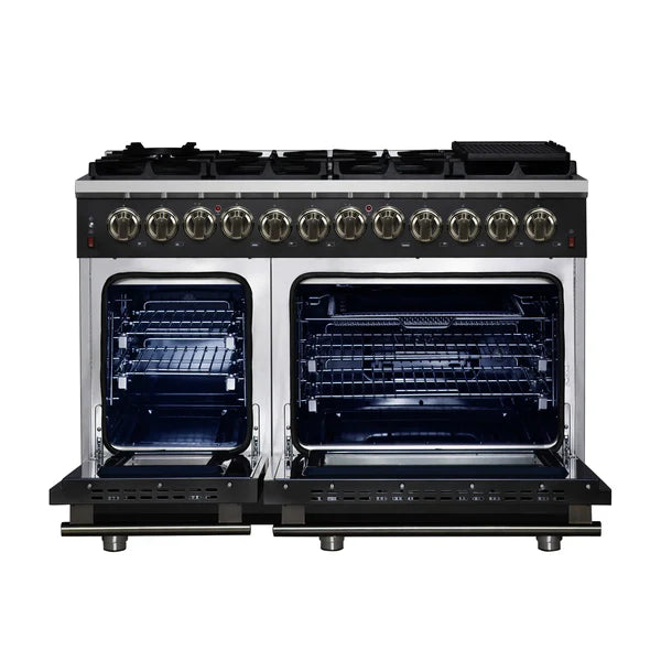 Forno Massimo 48-Inch Freestanding Dual Fuel Range, 8 Burners, Double Convection Ovens