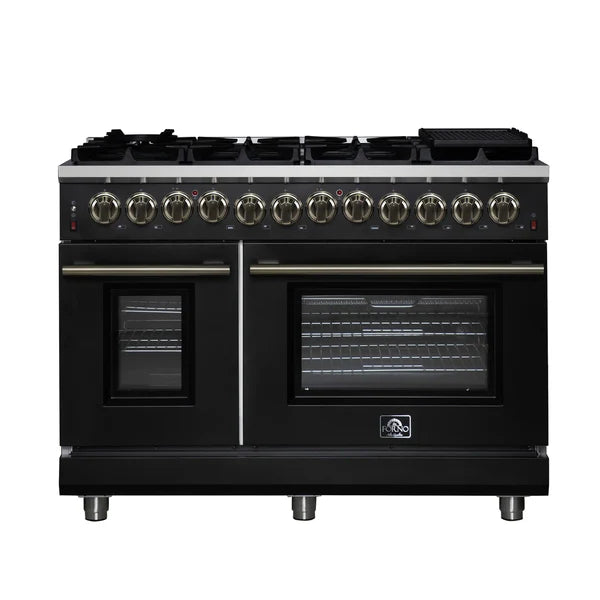 Forno Massimo 48-Inch Freestanding Dual Fuel Range, 8 Burners, Double Convection Ovens