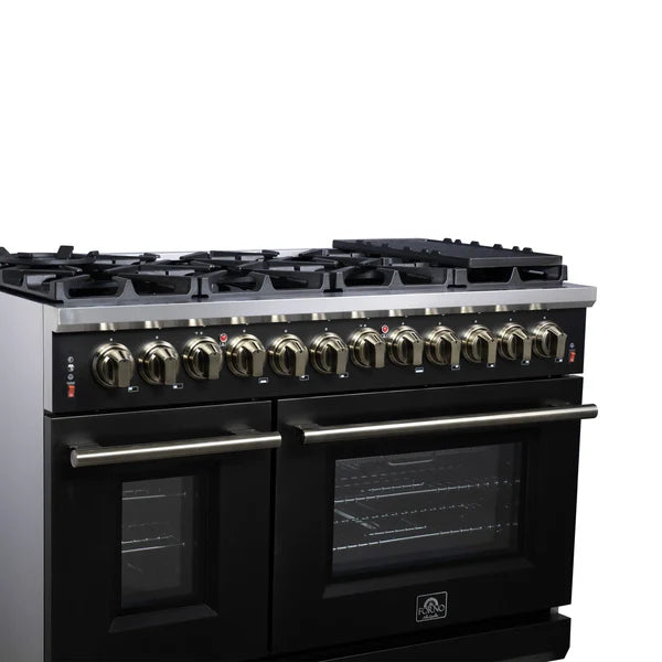 Forno Massimo 48-Inch Freestanding Dual Fuel Range, 8 Burners, Double Convection Ovens