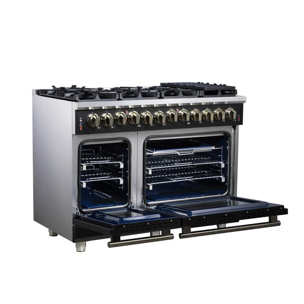Forno Massimo 48-Inch Freestanding Dual Fuel Range, 8 Burners, Double Convection Ovens