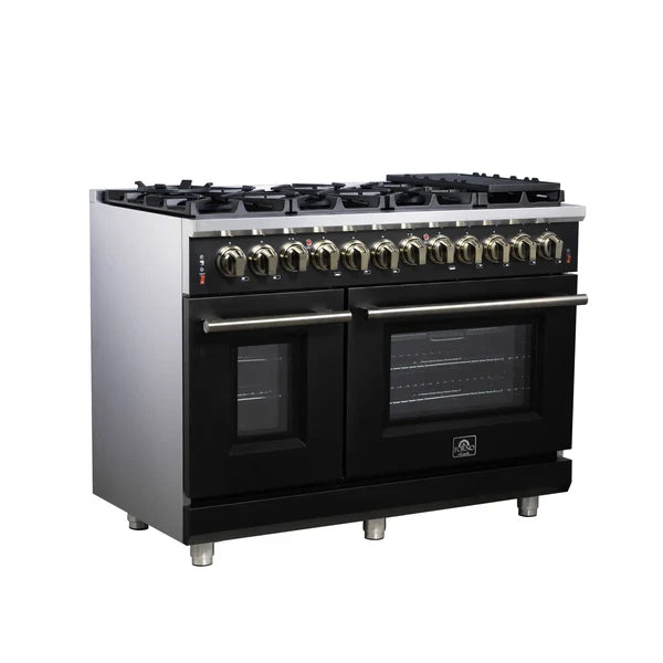 Forno Massimo 48-Inch Freestanding Dual Fuel Range, 8 Burners, Double Convection Ovens