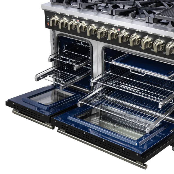 Forno Massimo 48-Inch Freestanding Dual Fuel Range, 8 Burners, Double Convection Ovens