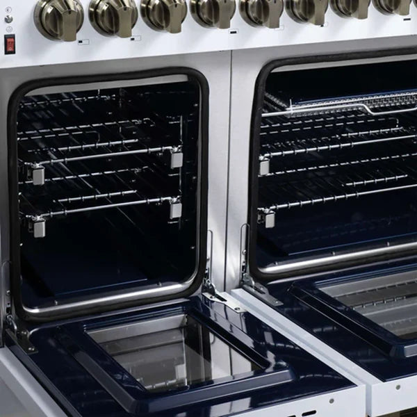 Forno Massimo 48-Inch Freestanding Dual Fuel Range, 8 Burners, Double Convection Ovens