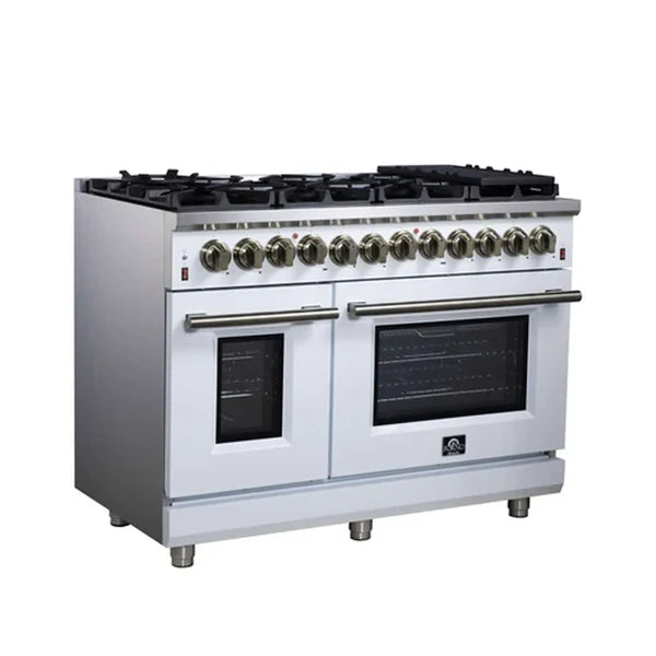 Forno Massimo 48-Inch Freestanding Dual Fuel Range, 8 Burners, Double Convection Ovens