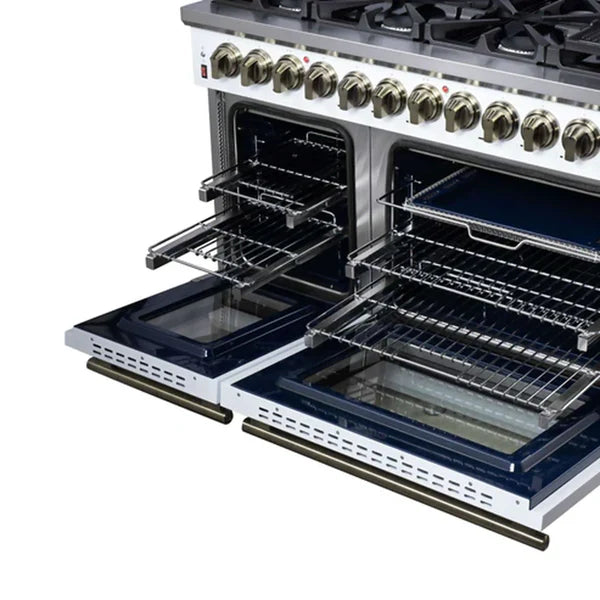 Forno Massimo 48-Inch Freestanding Dual Fuel Range, 8 Burners, Double Convection Ovens